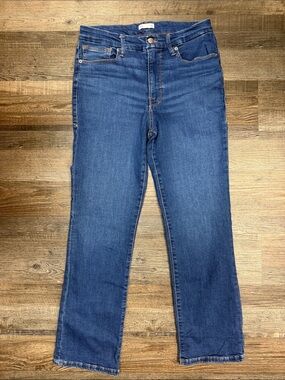 Good American Straight Leg High Rise Medium Wash Denim Blue Jeans Size 10/30